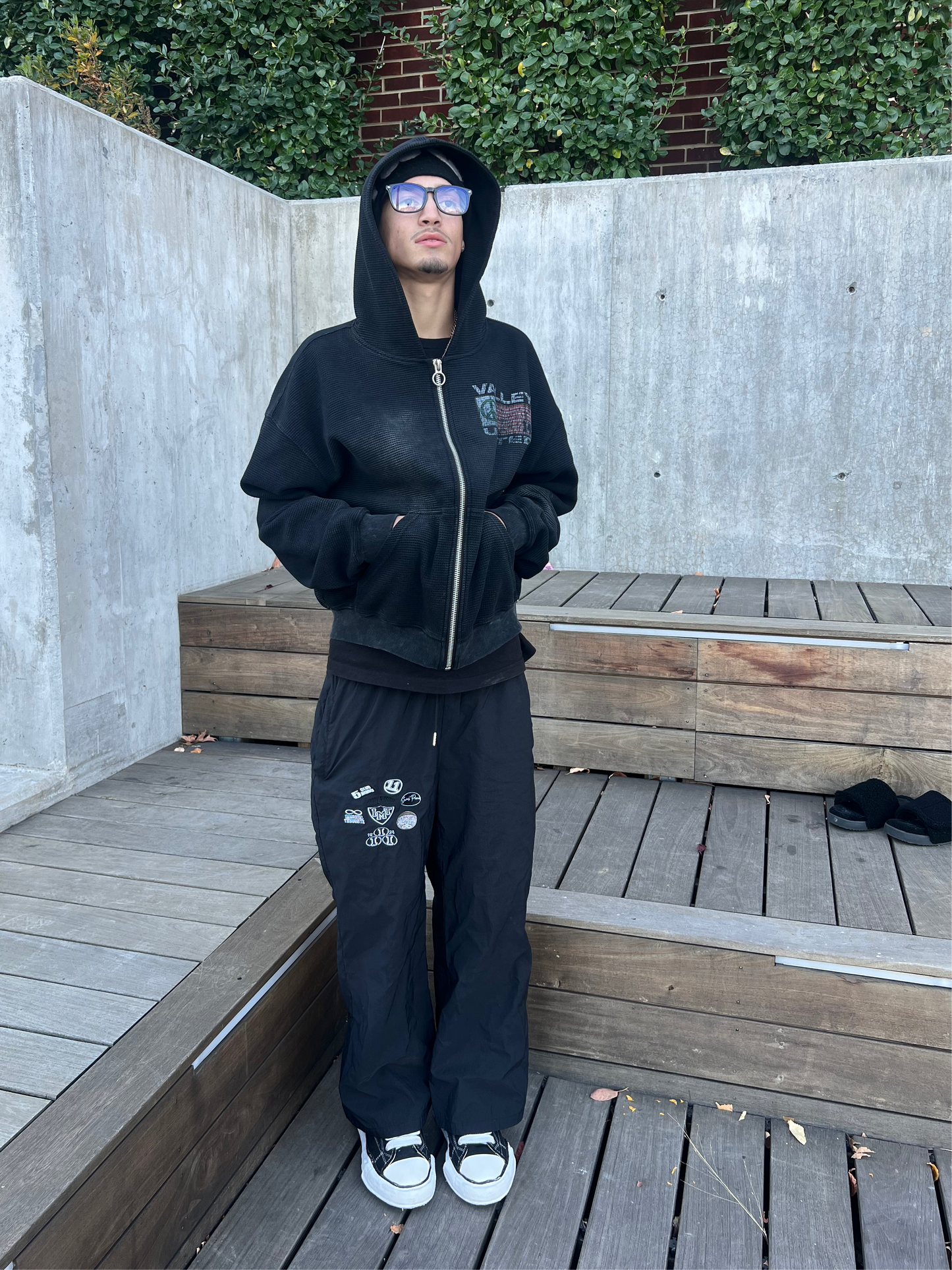 Black Nylon Trackpants