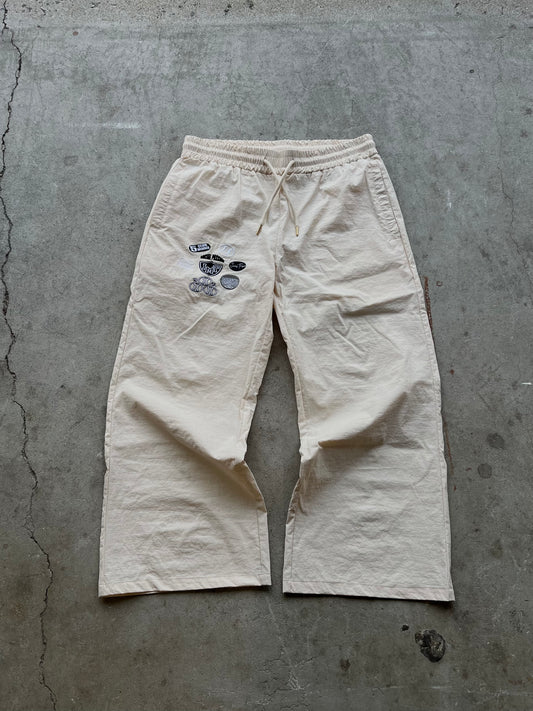 Creme Nylon Trackpants